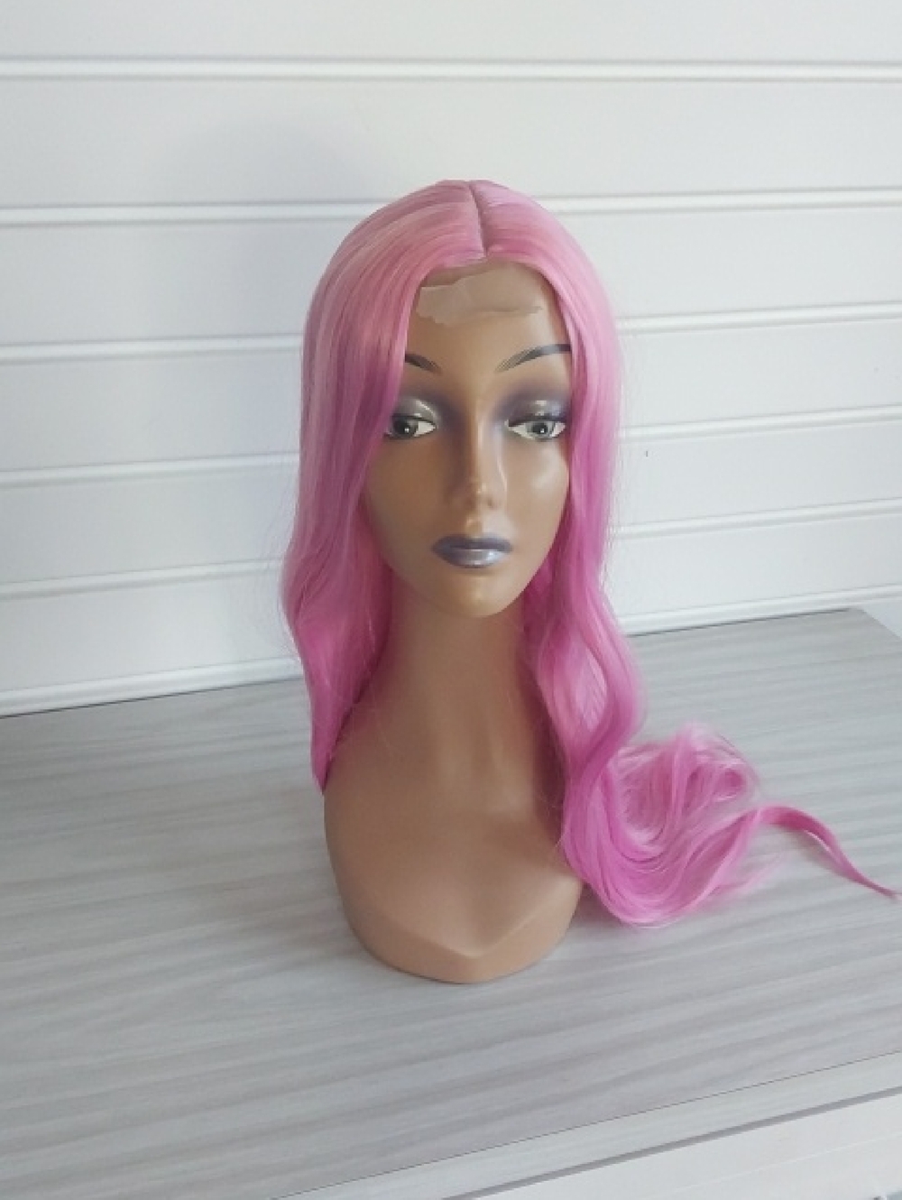 Pink Long Synthetic Lace Front Wig - Unbranded With Wig Cap